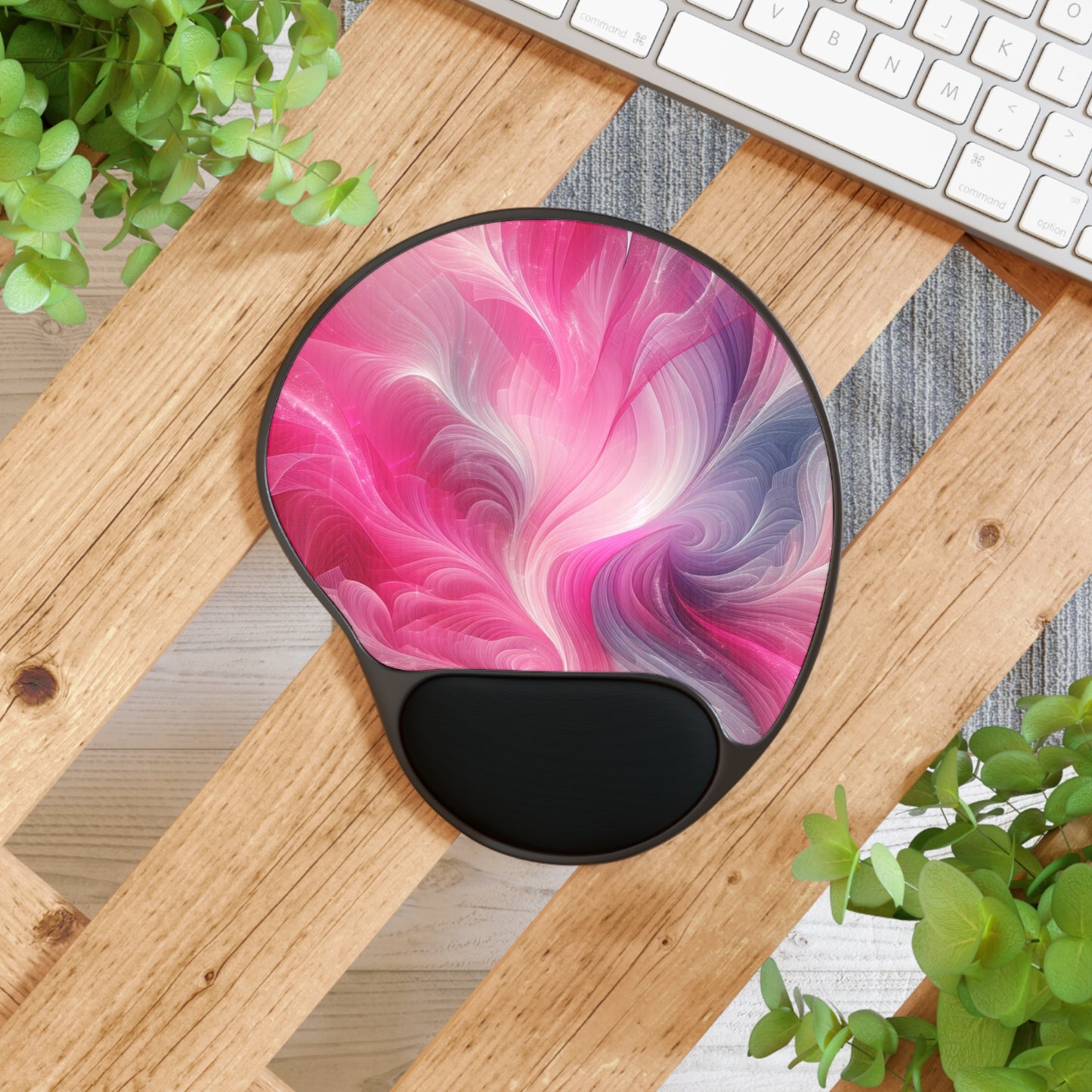 Pink Swirl Ergonomic Mouse Pad