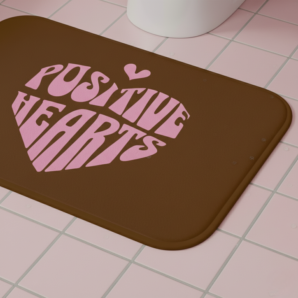 Positive Hearts Bath Mat - Motivational Bathroom Rug