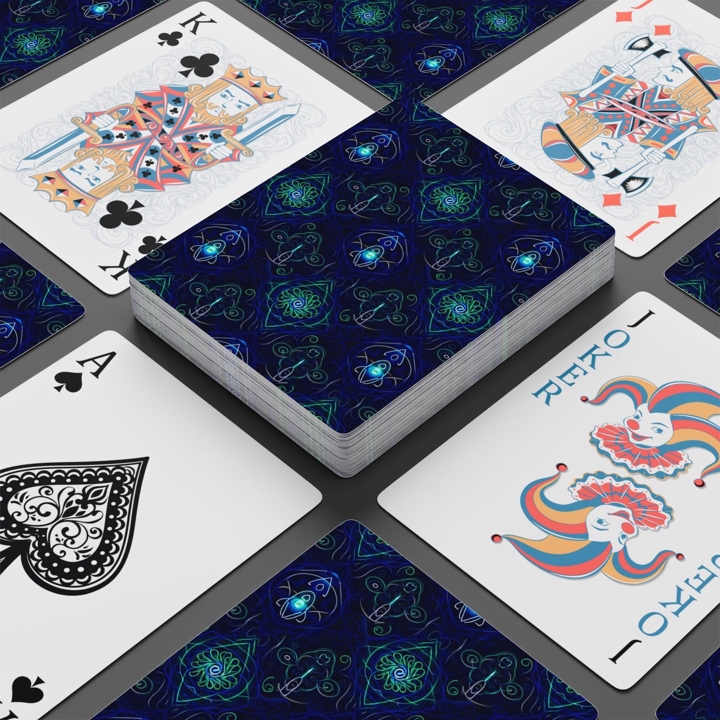 Blue & Green Energy Vibration Playing Cards