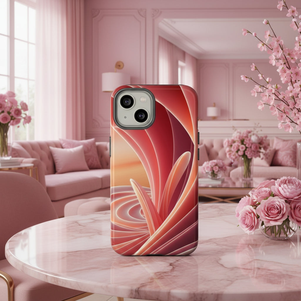iPhone 12 to iPhone 15 Case Abstract Red Swirl