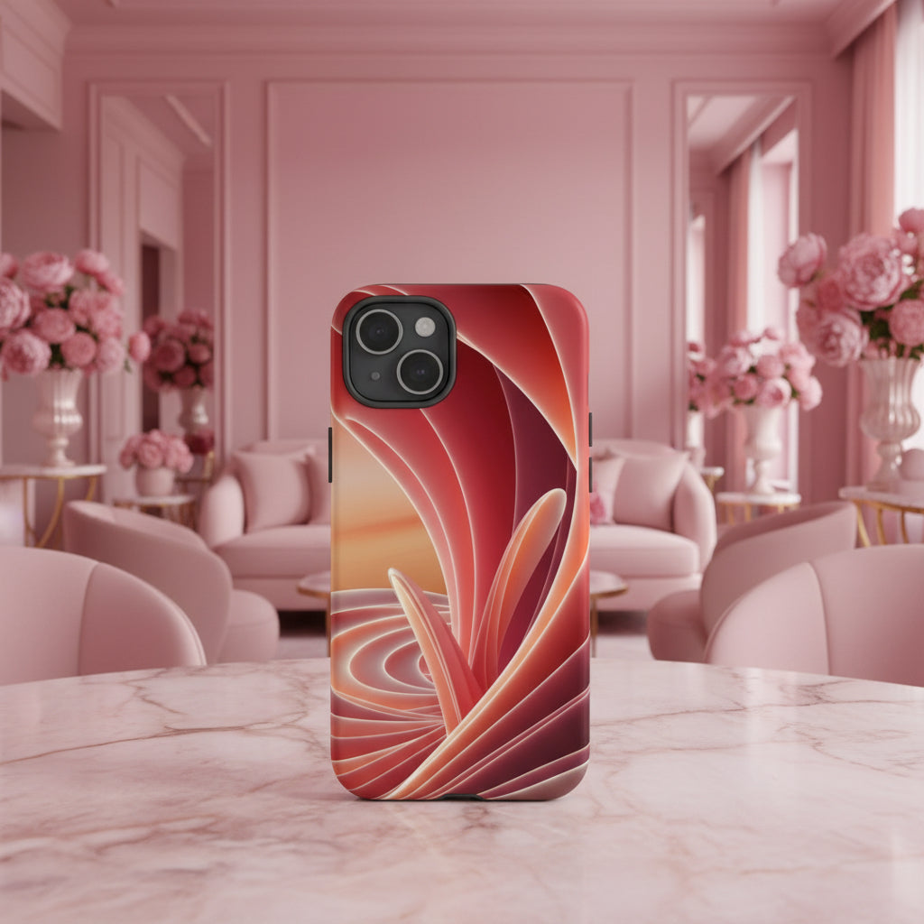 iPhone 12 to iPhone 15 Case Abstract Red Swirl