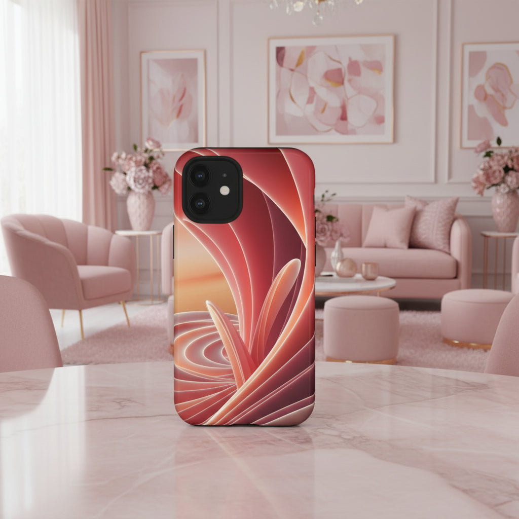 iPhone 12 to iPhone 15 Case Abstract Red Swirl