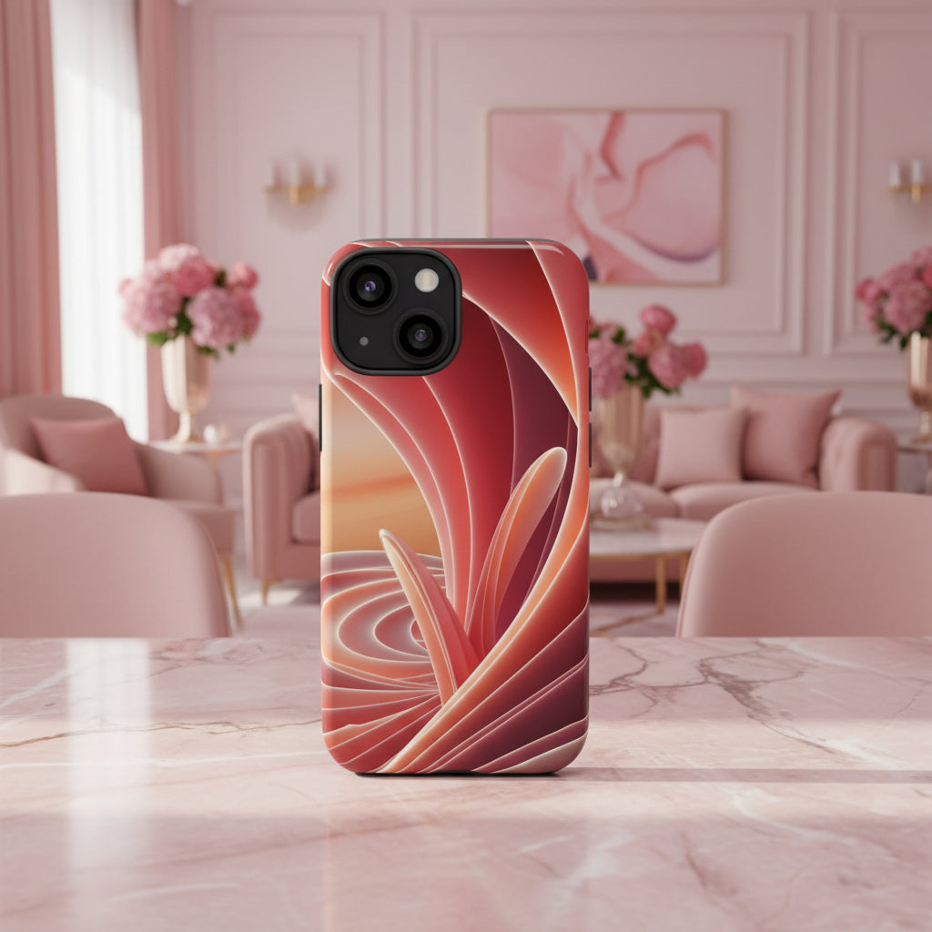 iPhone 12 to iPhone 15 Case Abstract Red Swirl
