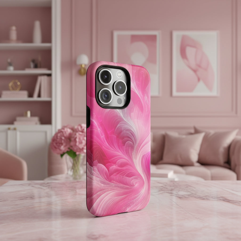 iPhone Case Pink Marble Design Swirl Tough