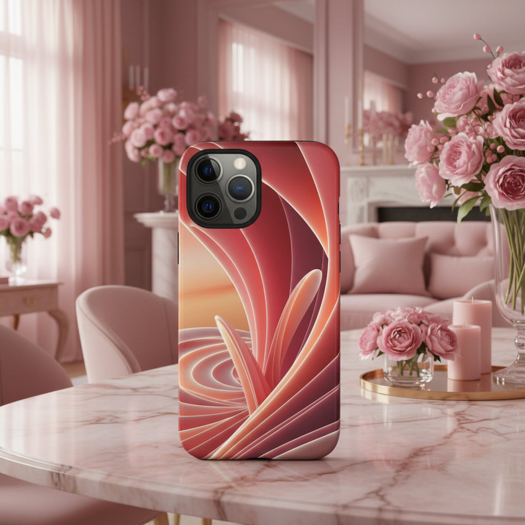 iPhone 12 to iPhone 15 Case Abstract Red Swirl