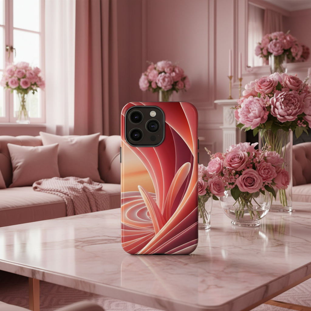 iPhone 12 to iPhone 15 Case Abstract Red Swirl