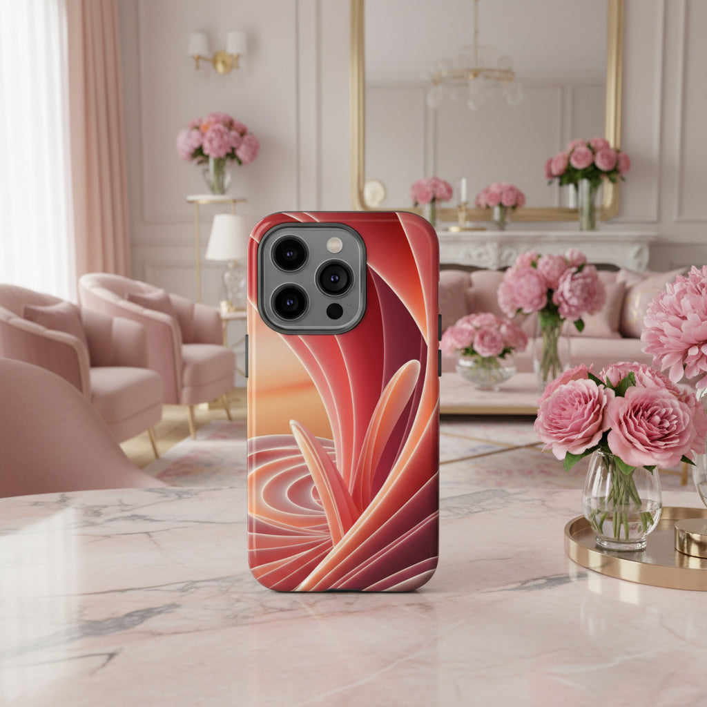 iPhone 12 to iPhone 15 Case Abstract Red Swirl