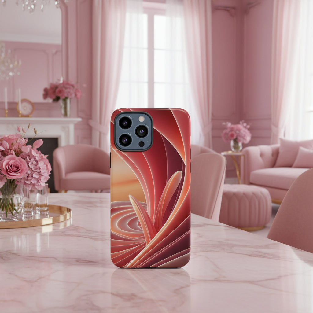 iPhone 12 to iPhone 15 Case Abstract Red Swirl