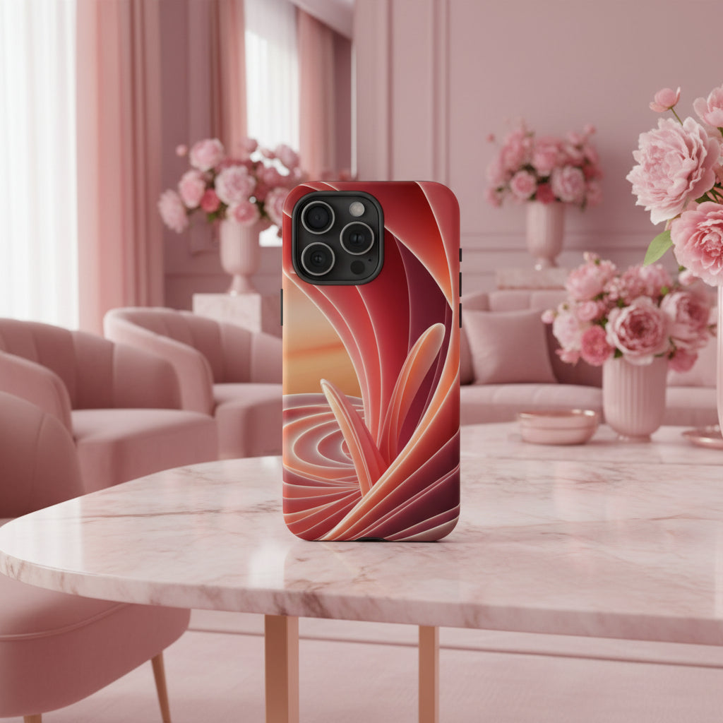 iPhone 12 to iPhone 15 Case Abstract Red Swirl