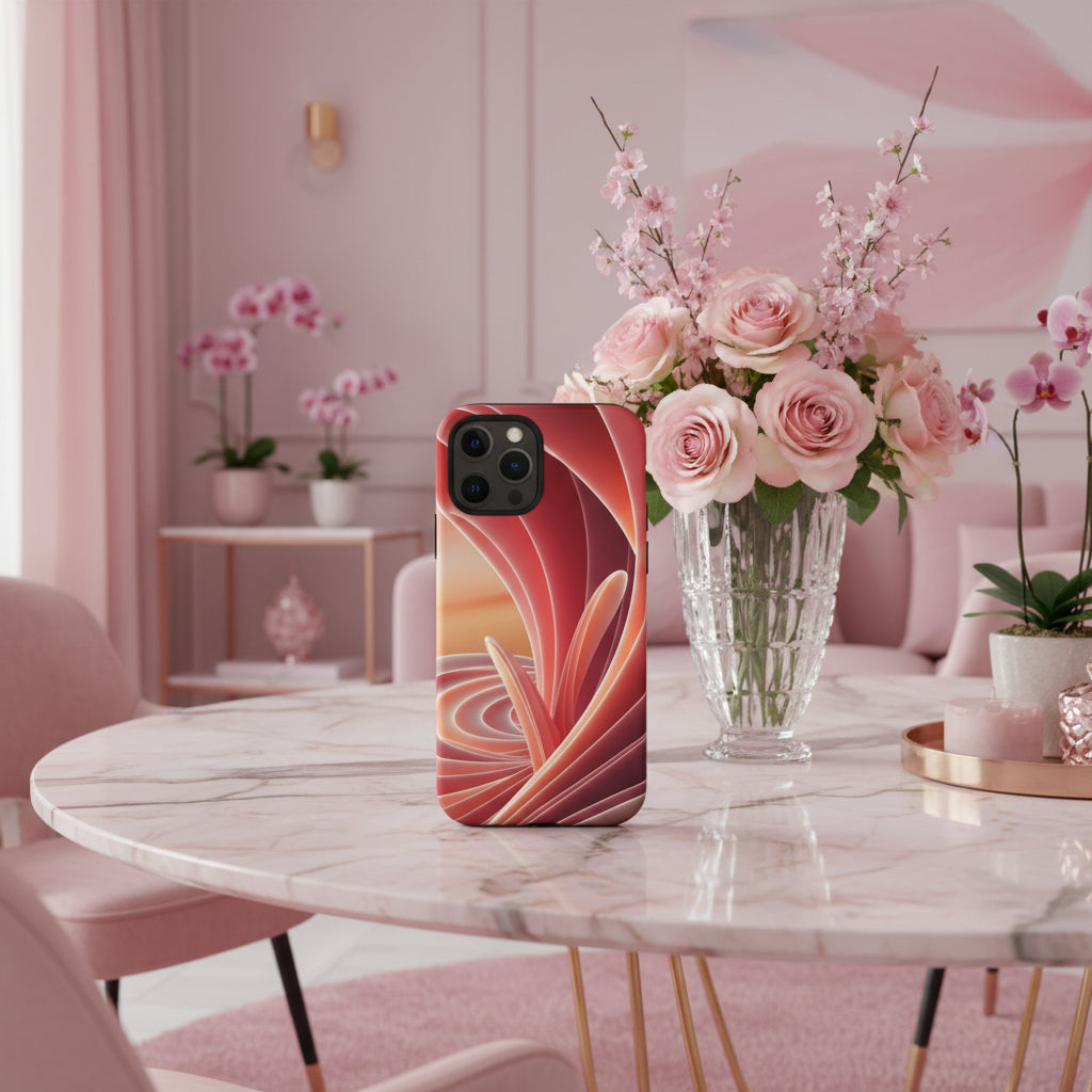 iPhone 12 to iPhone 15 Case Abstract Red Swirl