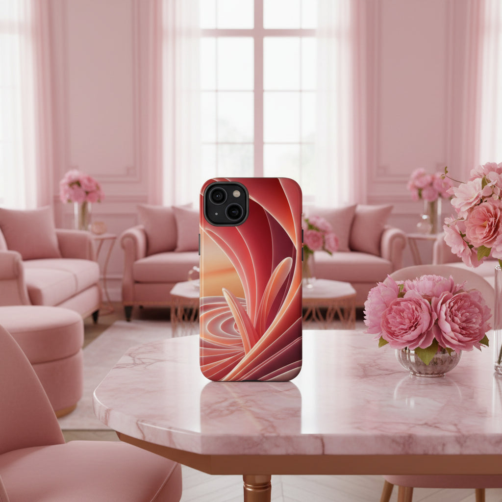 iPhone 12 to iPhone 15 Case Abstract Red Swirl