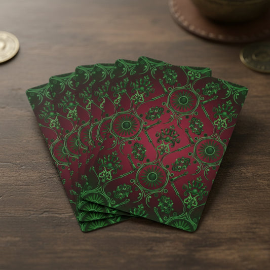 Carte da gioco con vibrazione energetica verde e rossa
