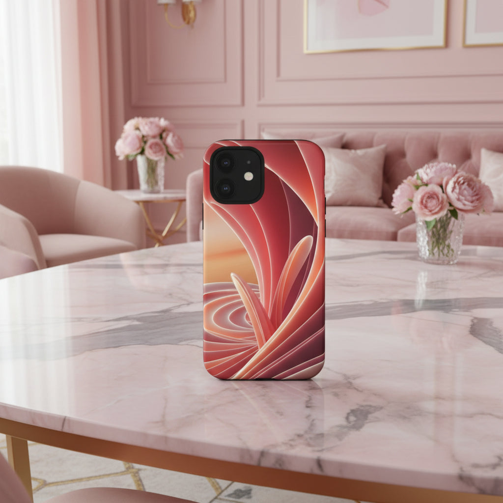 iPhone 12 to iPhone 15 Case Abstract Red Swirl