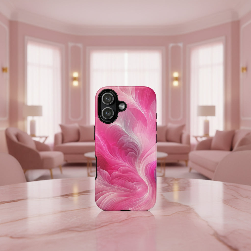 iPhone Case Pink Marble Design Swirl Tough