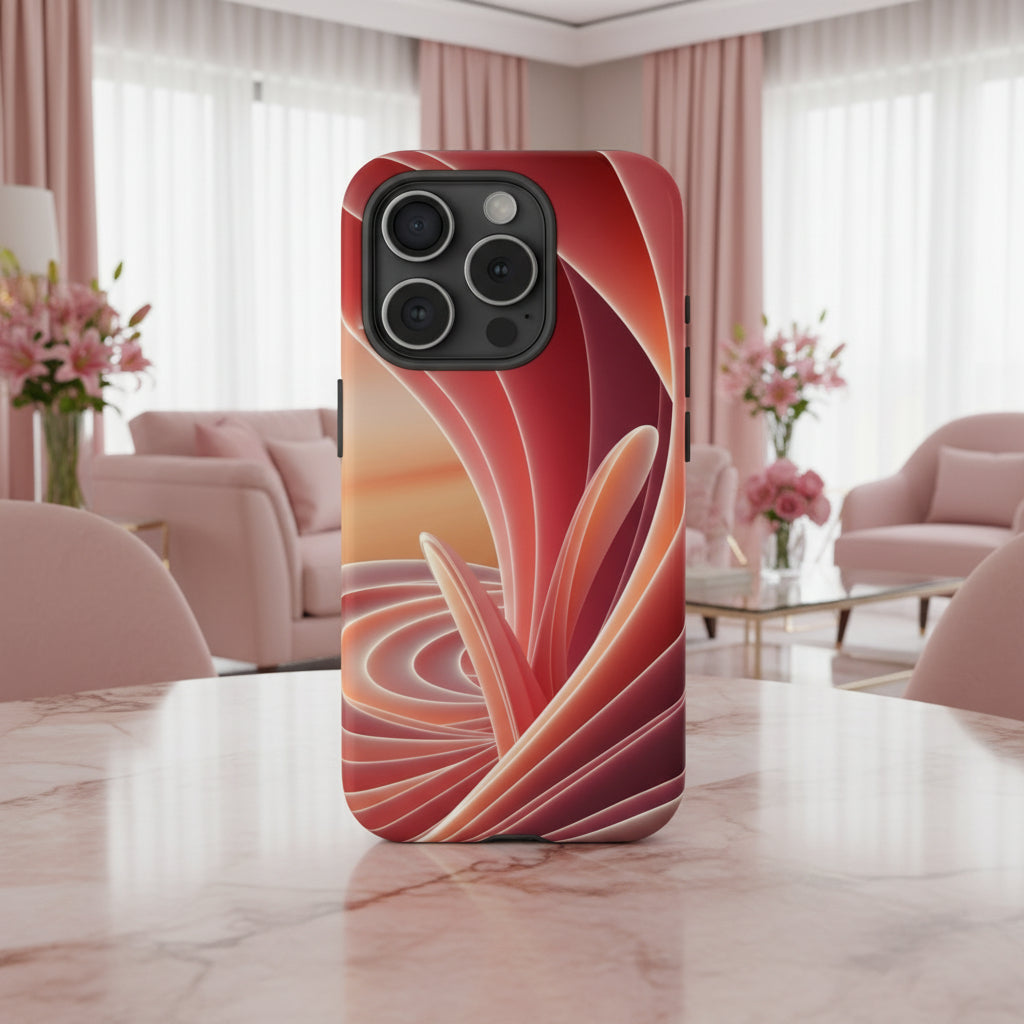 iPhone 12 to iPhone 15 Case Abstract Red Swirl