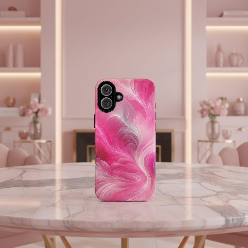 iPhone Case Pink Marble Design Swirl Tough