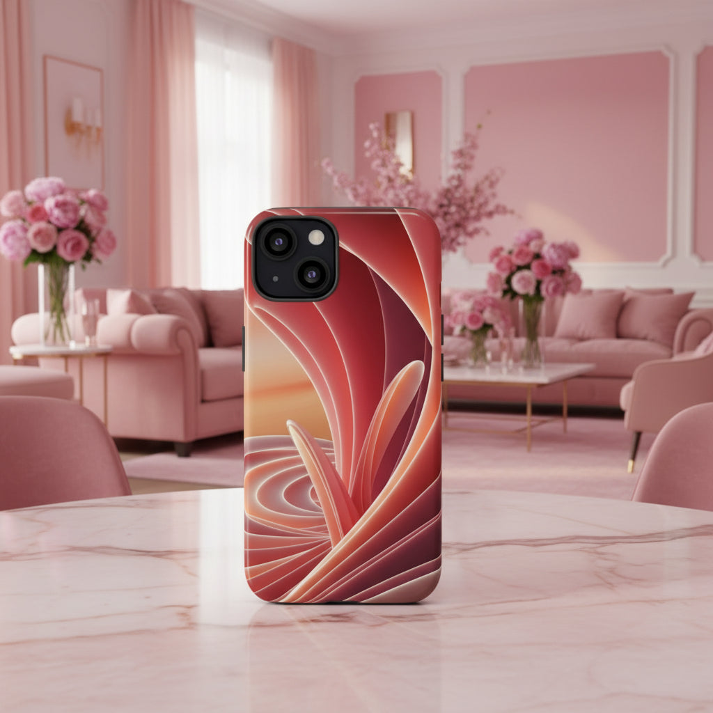 iPhone 12 to iPhone 15 Case Abstract Red Swirl