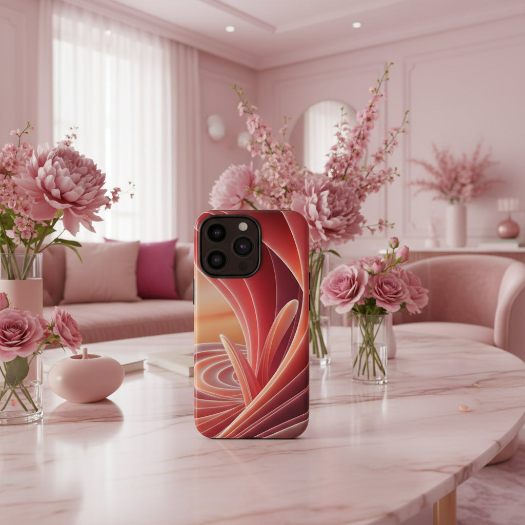 iPhone 12 to iPhone 15 Case Abstract Red Swirl