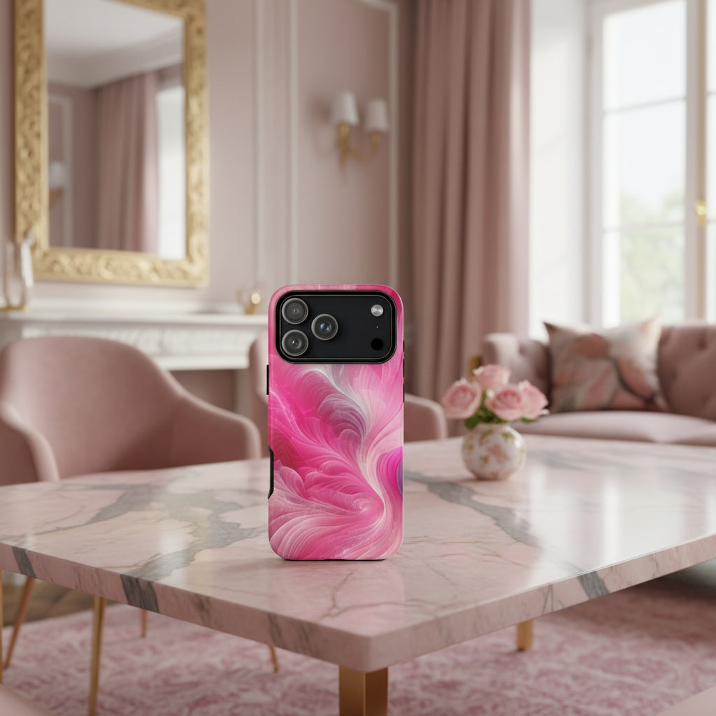 iPhone Case Pink Marble Design Swirl Tough