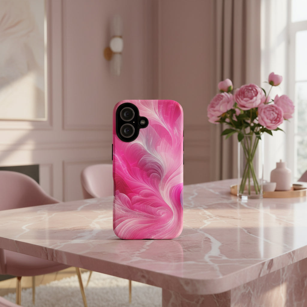 iPhone Case Pink Marble Design Swirl Tough