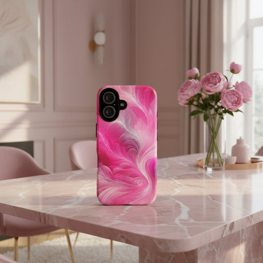 iPhone Case Pink Marble Design Swirl Tough