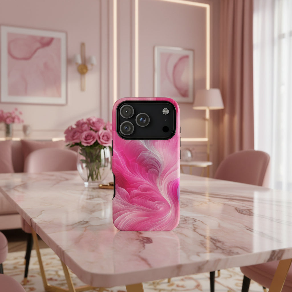 iPhone Case Pink Marble Design Swirl Tough