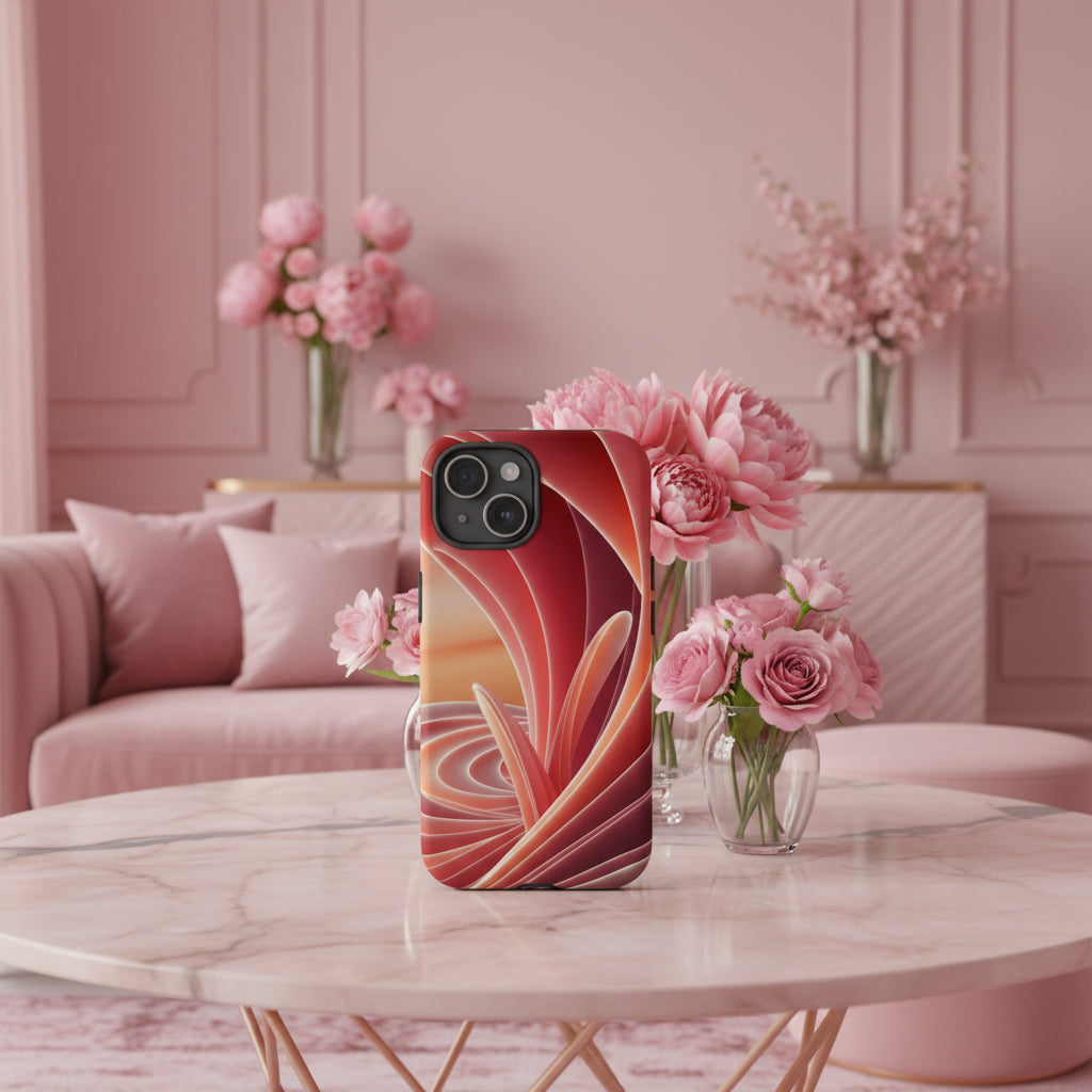 iPhone 12 to iPhone 15 Case Abstract Red Swirl